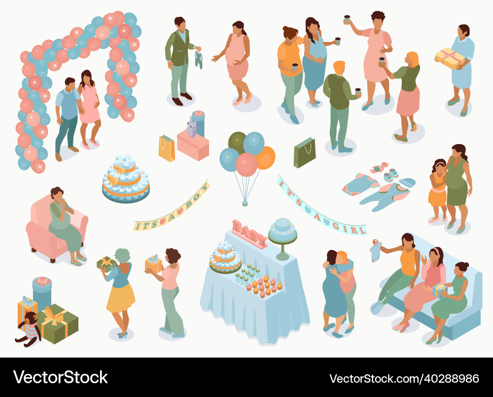 Baby shower party set Baby shower party set vector image