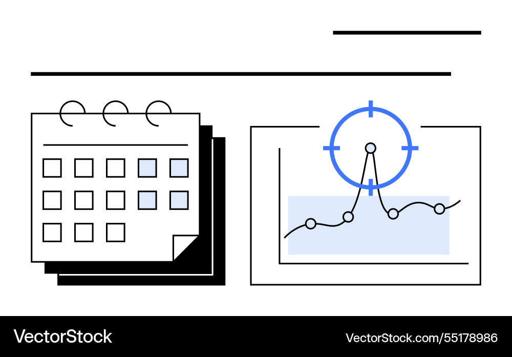 Calendar and data graph with target focus concept Calendar and data graph with target focus concept vector image