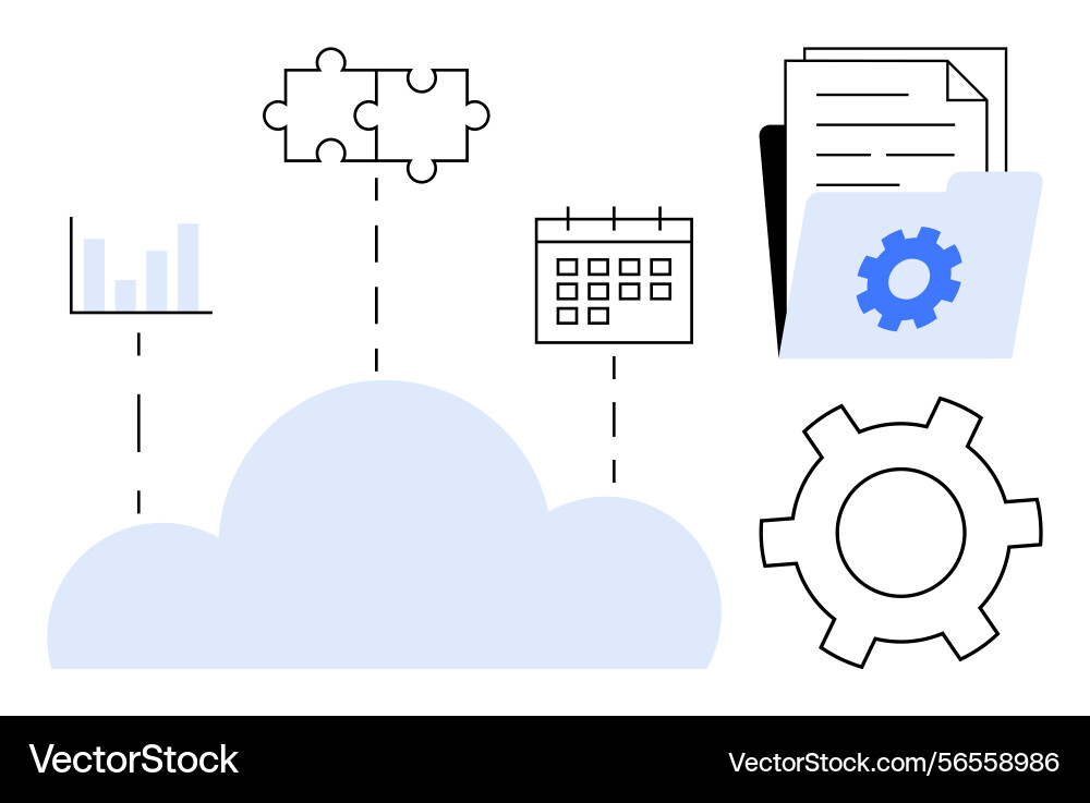 Cloud integration with data analytics task Cloud integration with data analytics task vector image