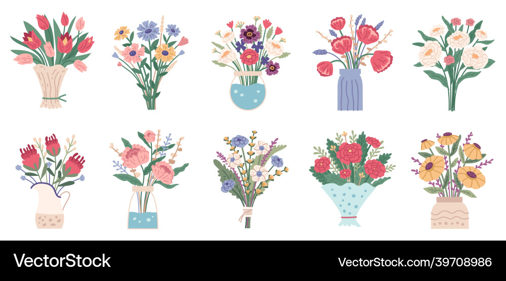 Colorful Spring Flower Bouquet Vector Image