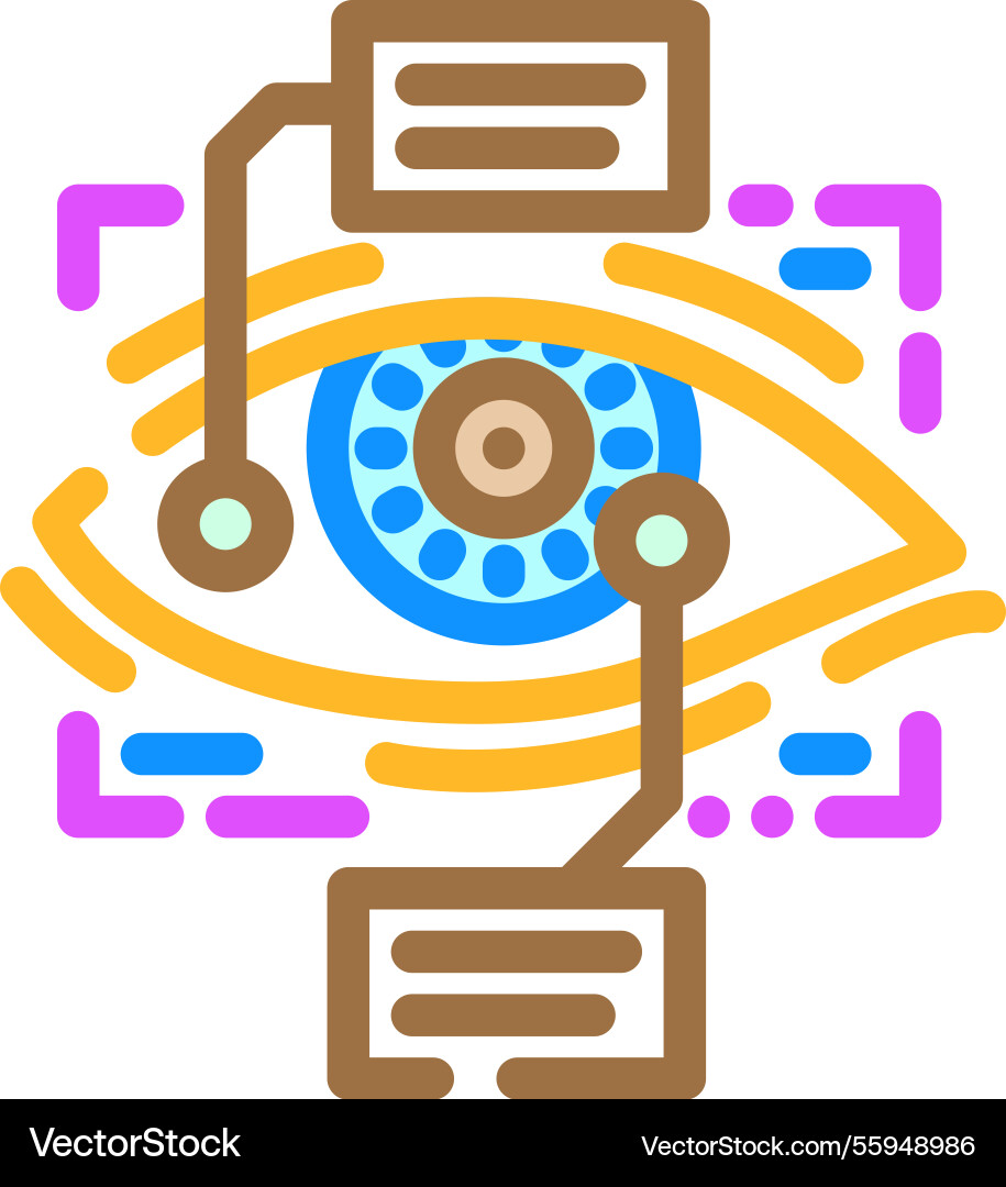 Eye scanning deep learning color icon Eye scanning deep learning color icon vector image