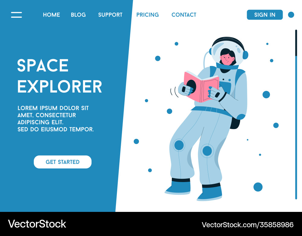 Landing page space explorer concept vector image