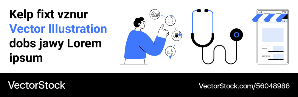 Man interacting with virtual interface Man interacting with virtual interface Vector Image