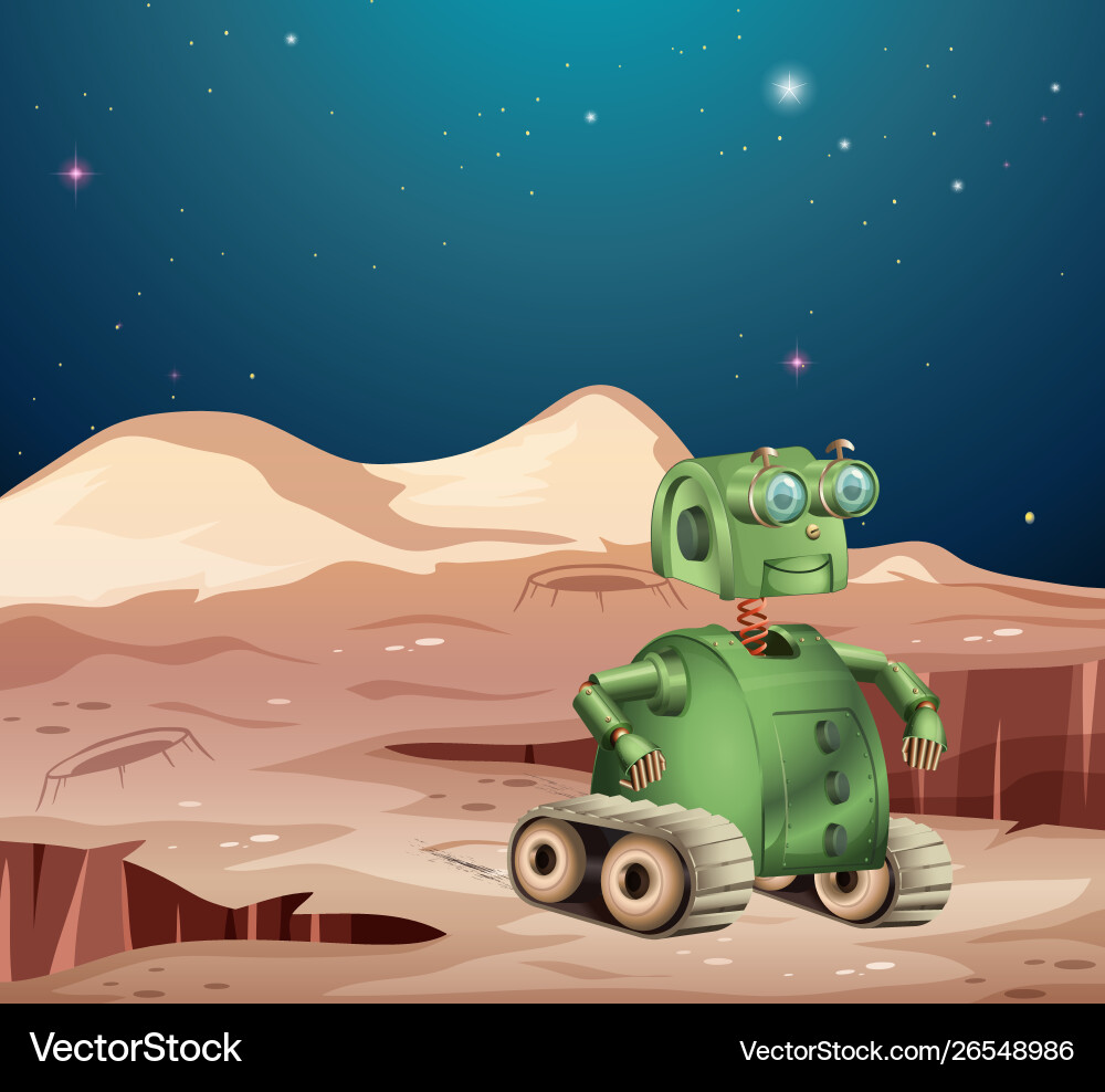 Robot on planet scene vector image