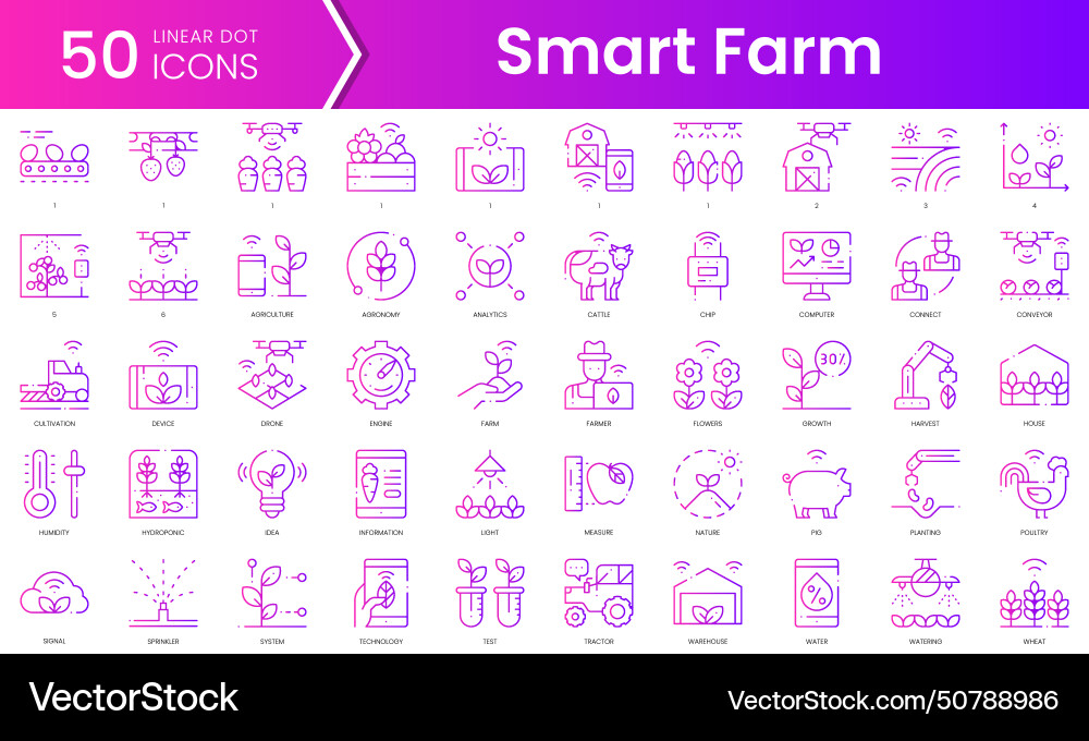 Set of smart farm icons gradient style icon bundle Set of smart farm icons gradient style icon bundle vector image