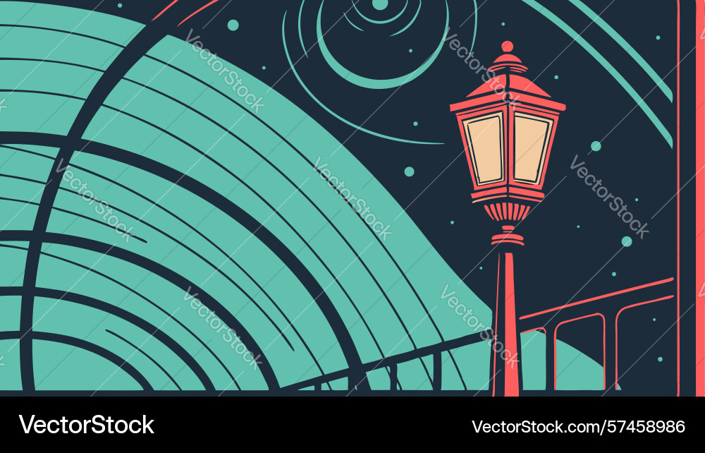 Street lamp with abstract circular patterns vector image