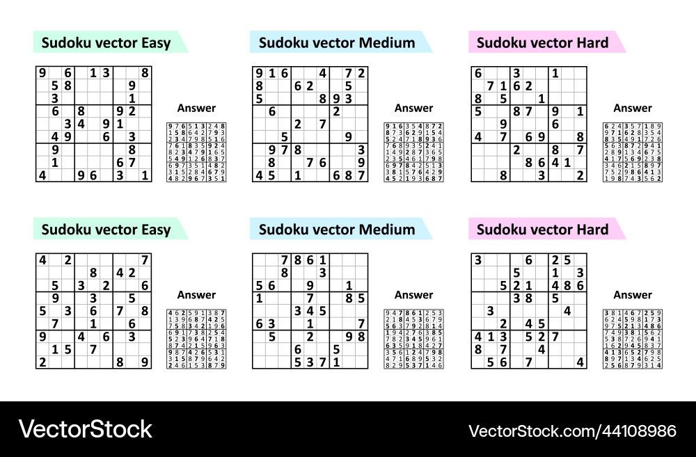 Sudoku Puzzle Game with Solutions vector image