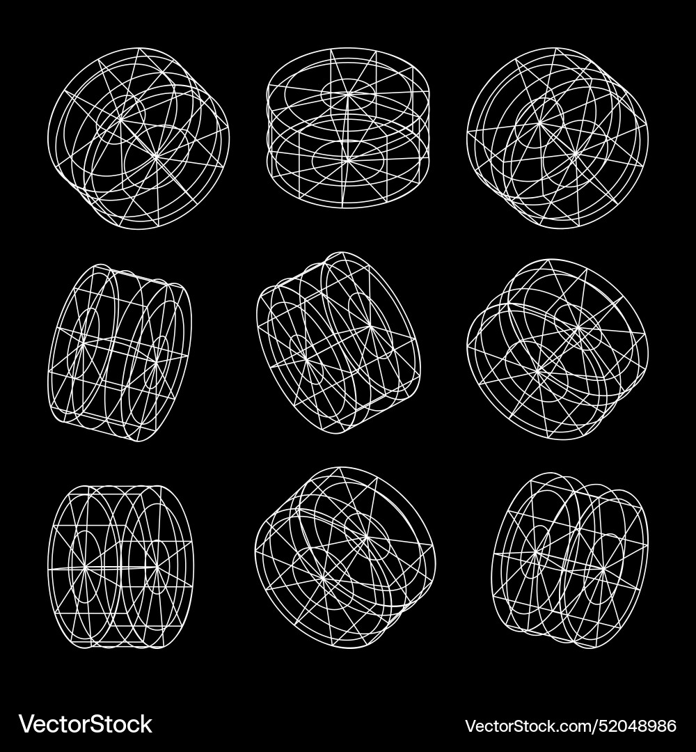 Wireframe lined shapes perspective mesh 3d grid Wireframe lined shapes perspective mesh 3d grid vector image