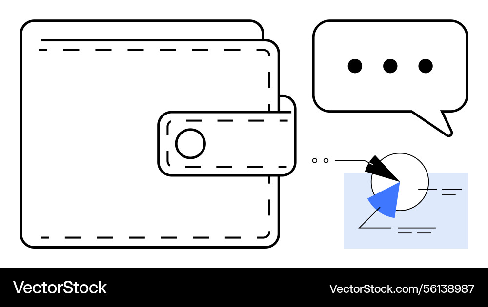 Digital wallet with analytics and communication Digital wallet with analytics and communication Vector Image