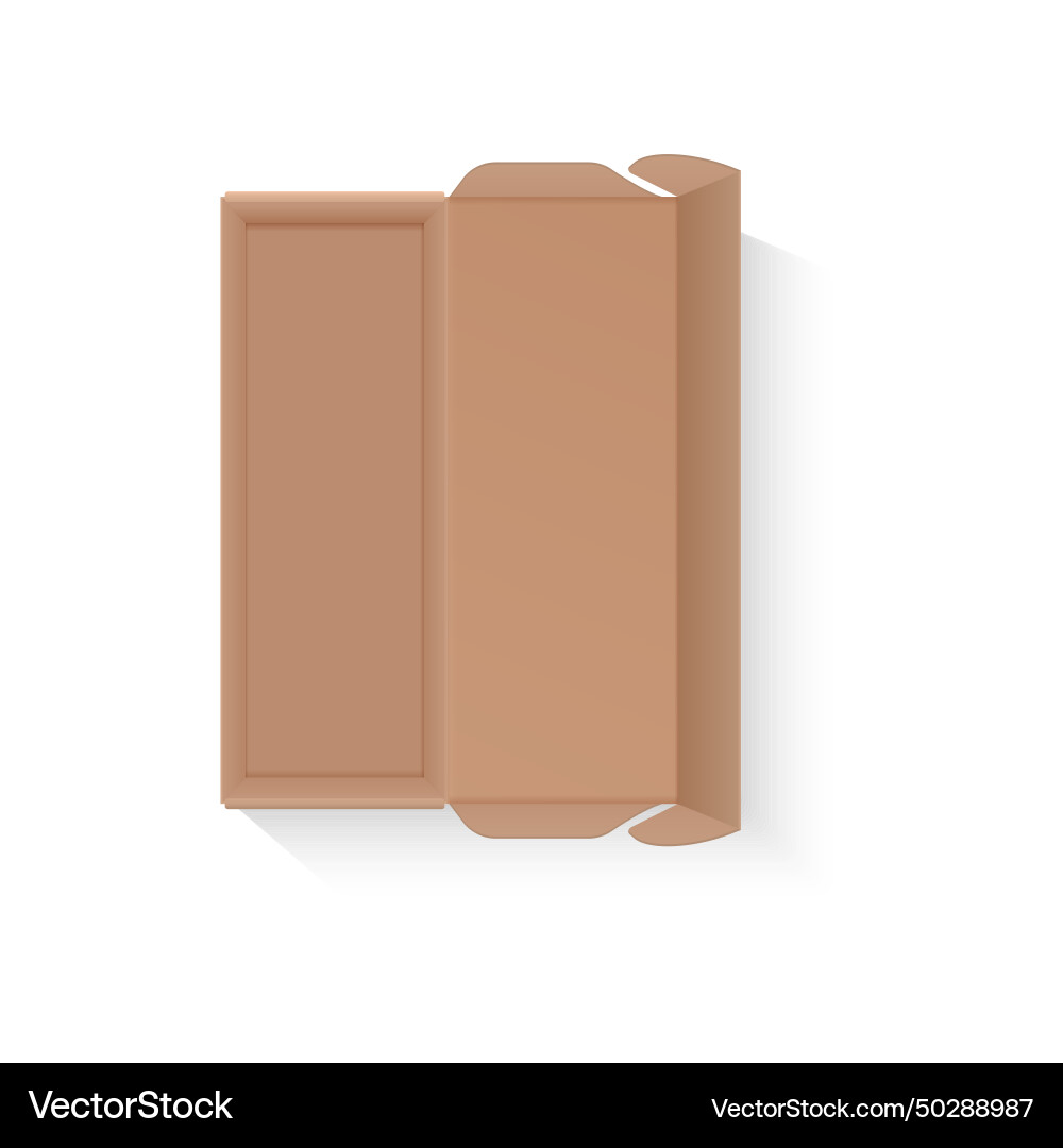 Open cardboard box of rectangular shape top view vector image