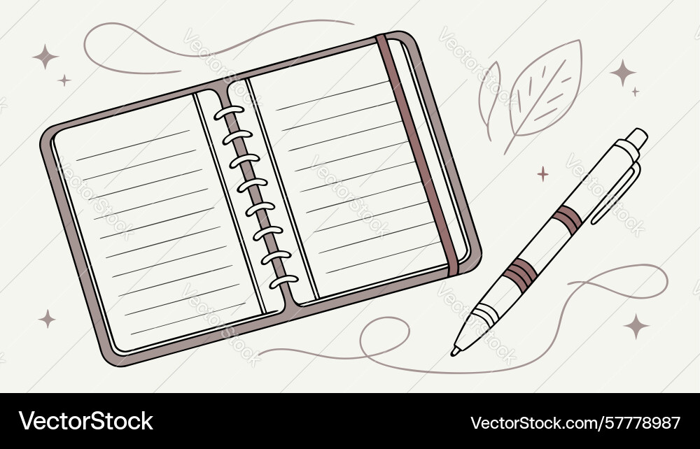 Plain notebook and pen minimalist writing tools Vector Image