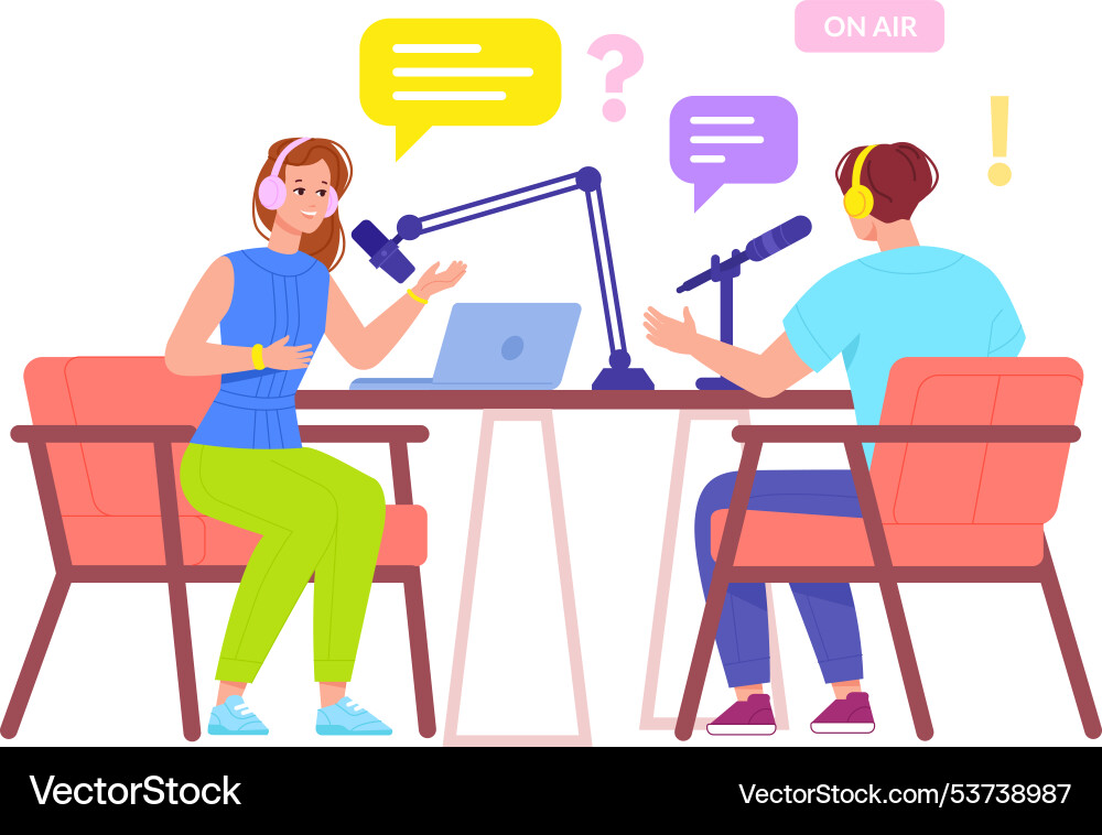 Podcast interview recording radio show broadcast Podcast interview recording radio show broadcast vector image