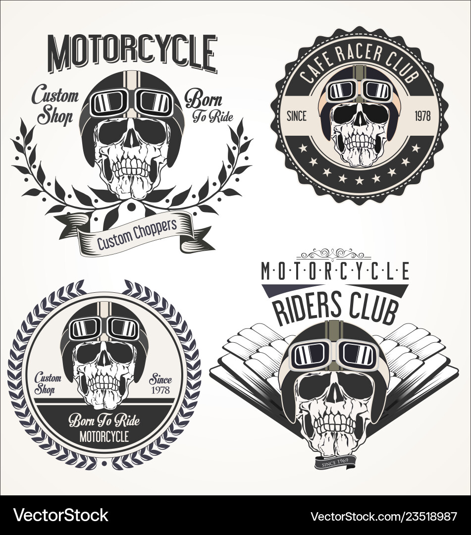 Set of vintage motorcycle emblems and labels vector image