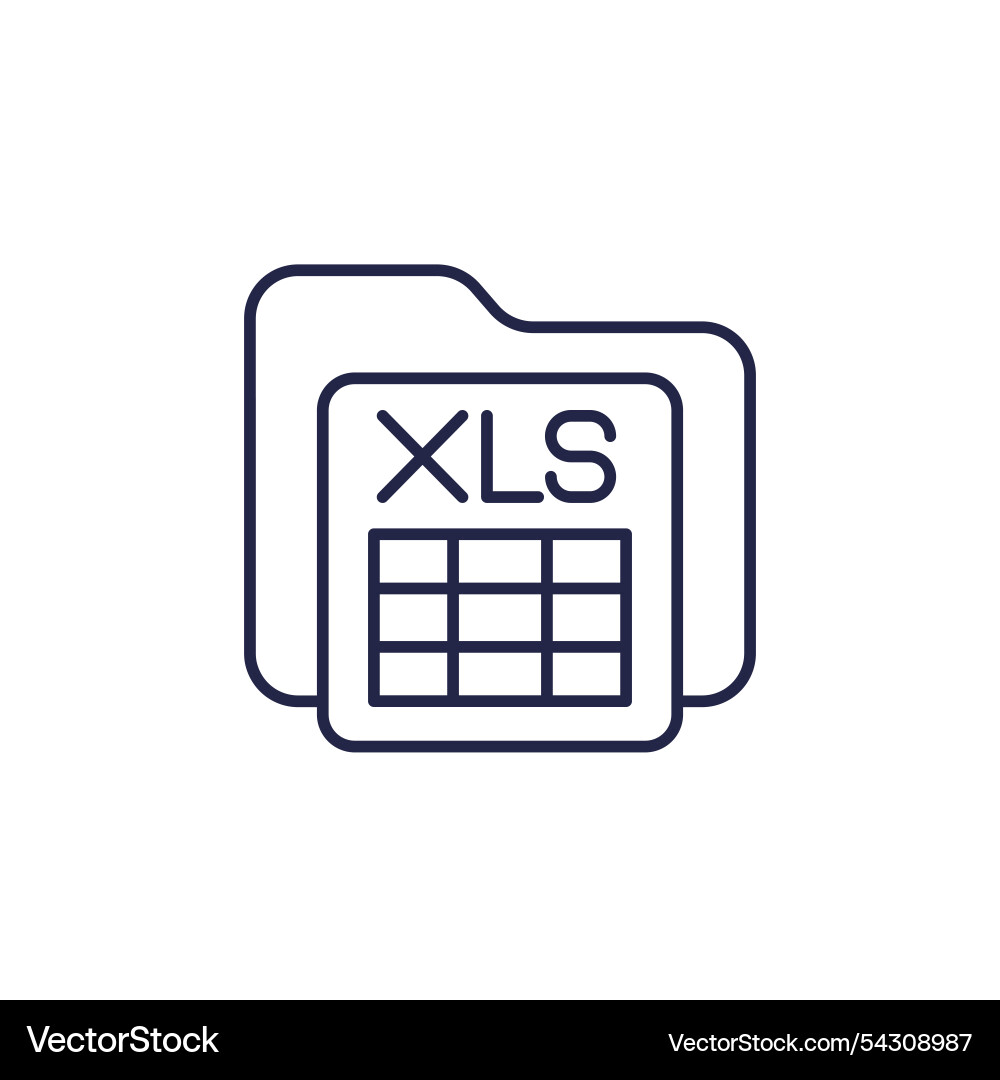 Xls document line icon with a file folder vector image