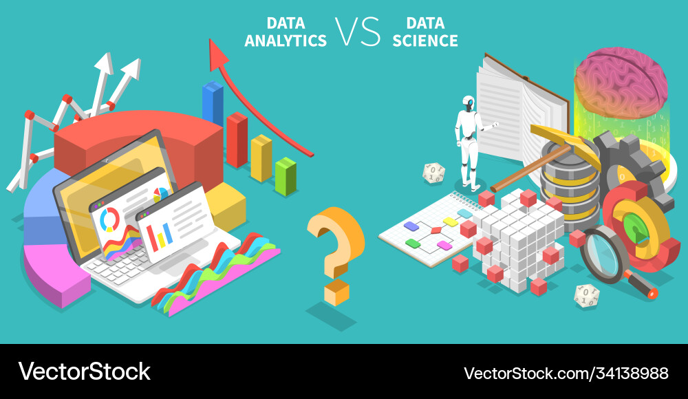Data Analytics vs Data Science vector image