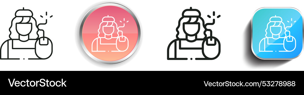 Designer icon thin linear regular and button vector image