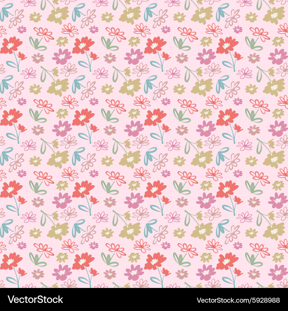Floral Seamless Pink Pattern Vector Image