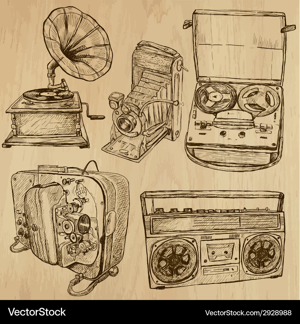 Old objects no4 - hand drawn collection Vector Image