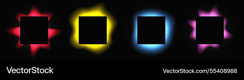 Set of square illuminate light frames Set of square illuminate light frames vector image