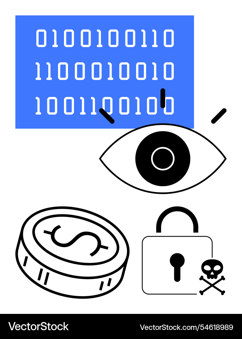 Digital security concept with coding eye locked Digital security concept with coding eye locked vector image