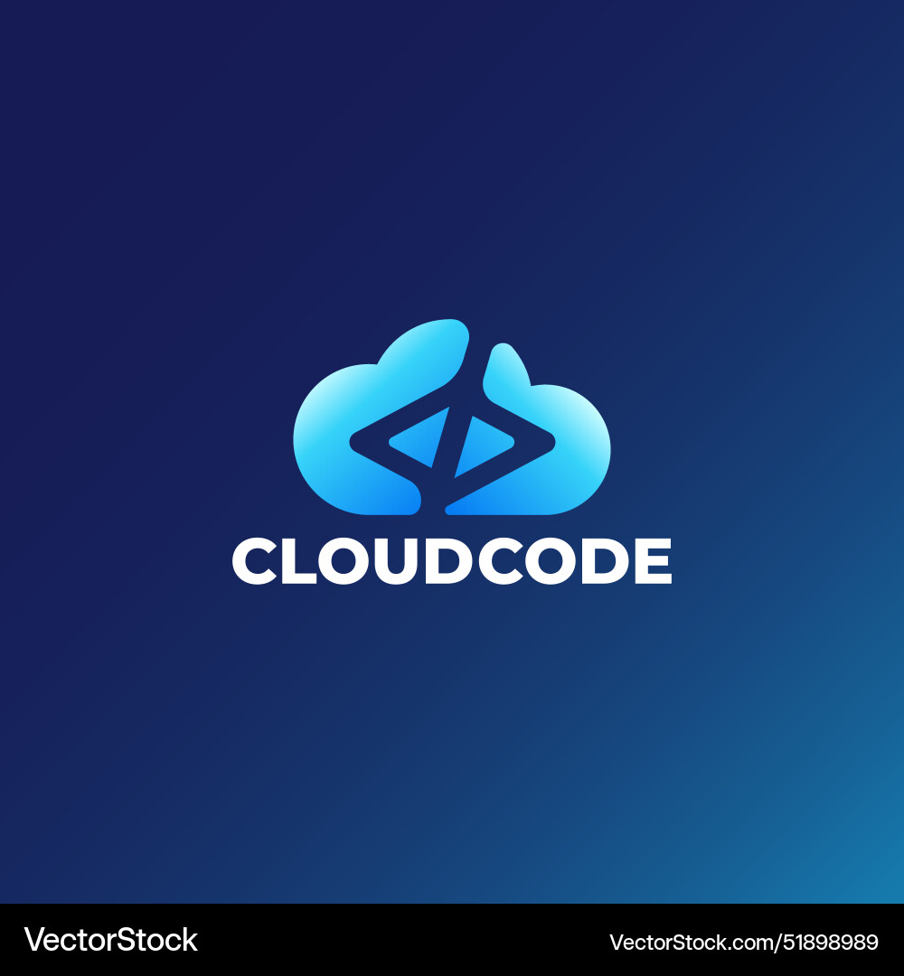 Minimalist cloud coding label logo design Minimalist cloud coding label logo design vector image