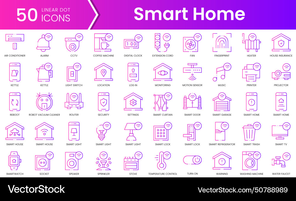 Set of smart home icons gradient style icon bundle Set of smart home icons gradient style icon bundle Vector Image
