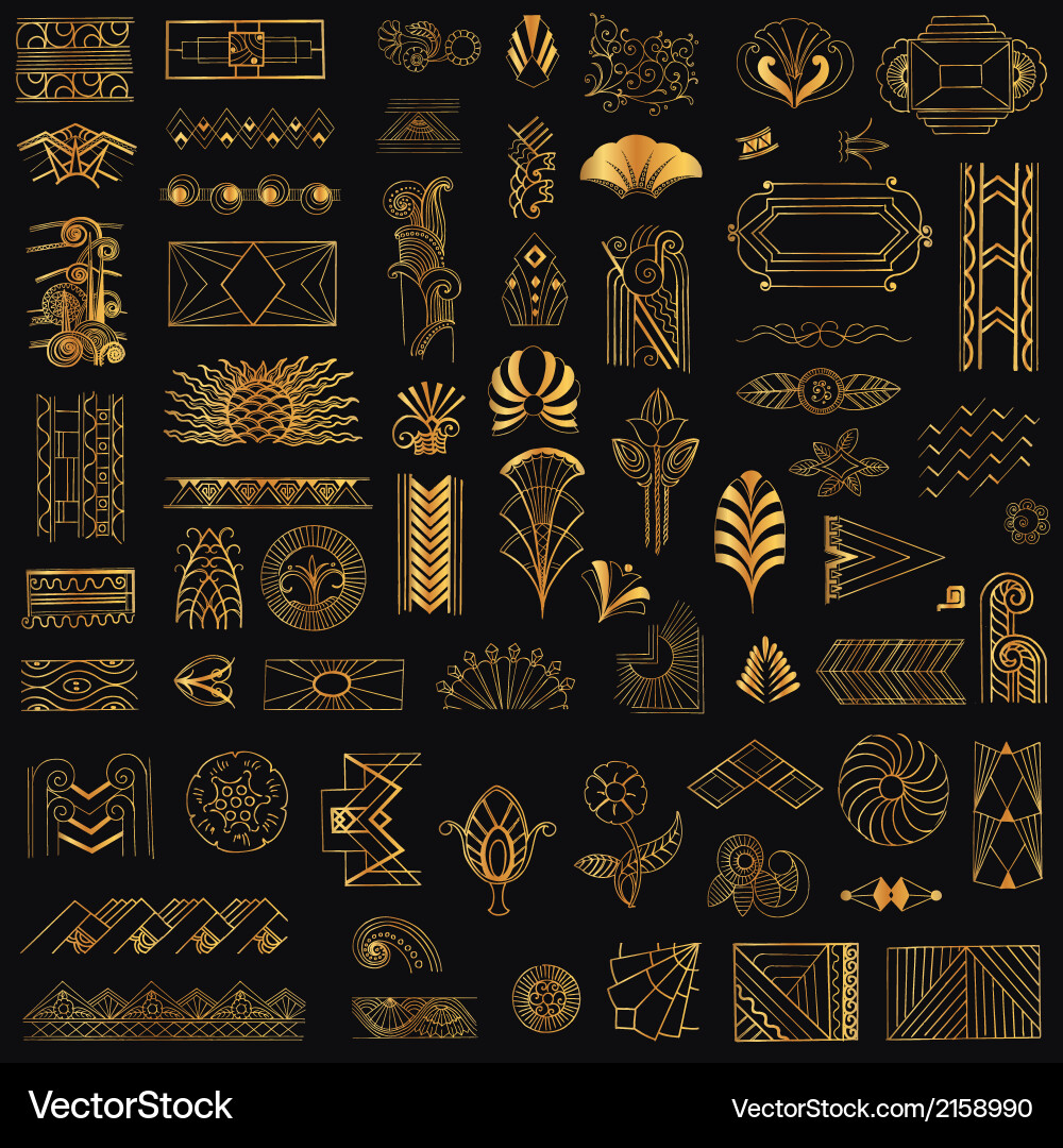 Art deco vintage frames and design elements Vector Image
