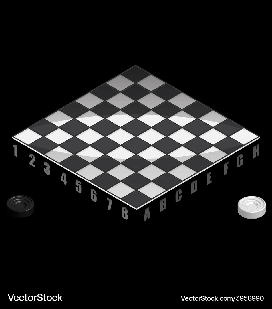 Checkers Game - Isometric View Vector Image