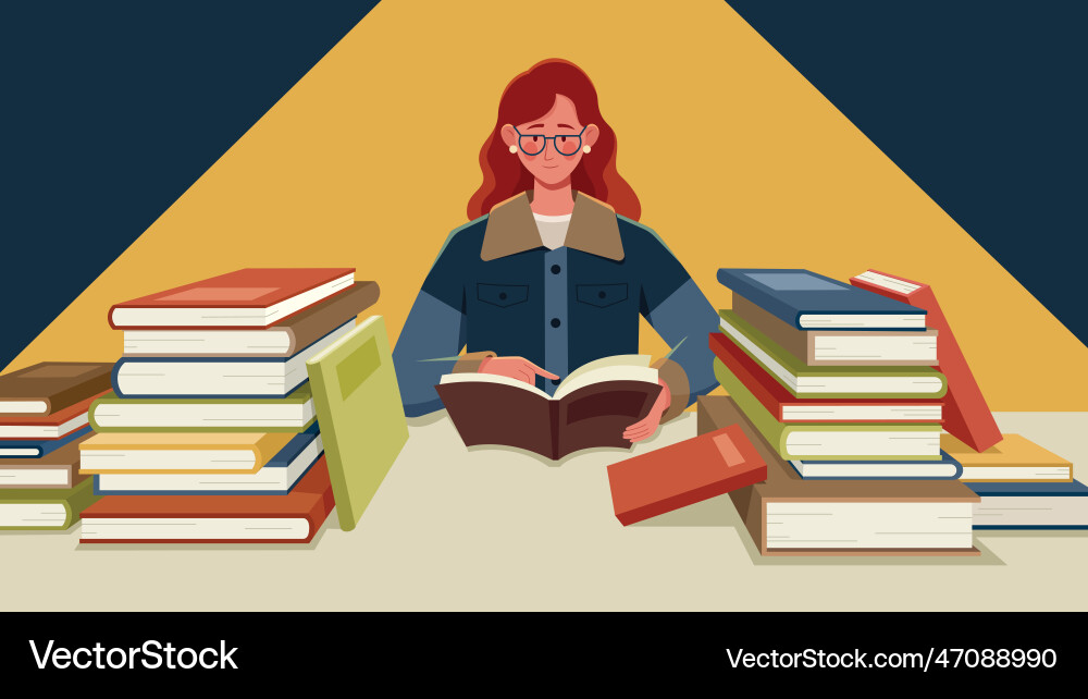 Girl reading book flat design Girl reading book flat design vector image