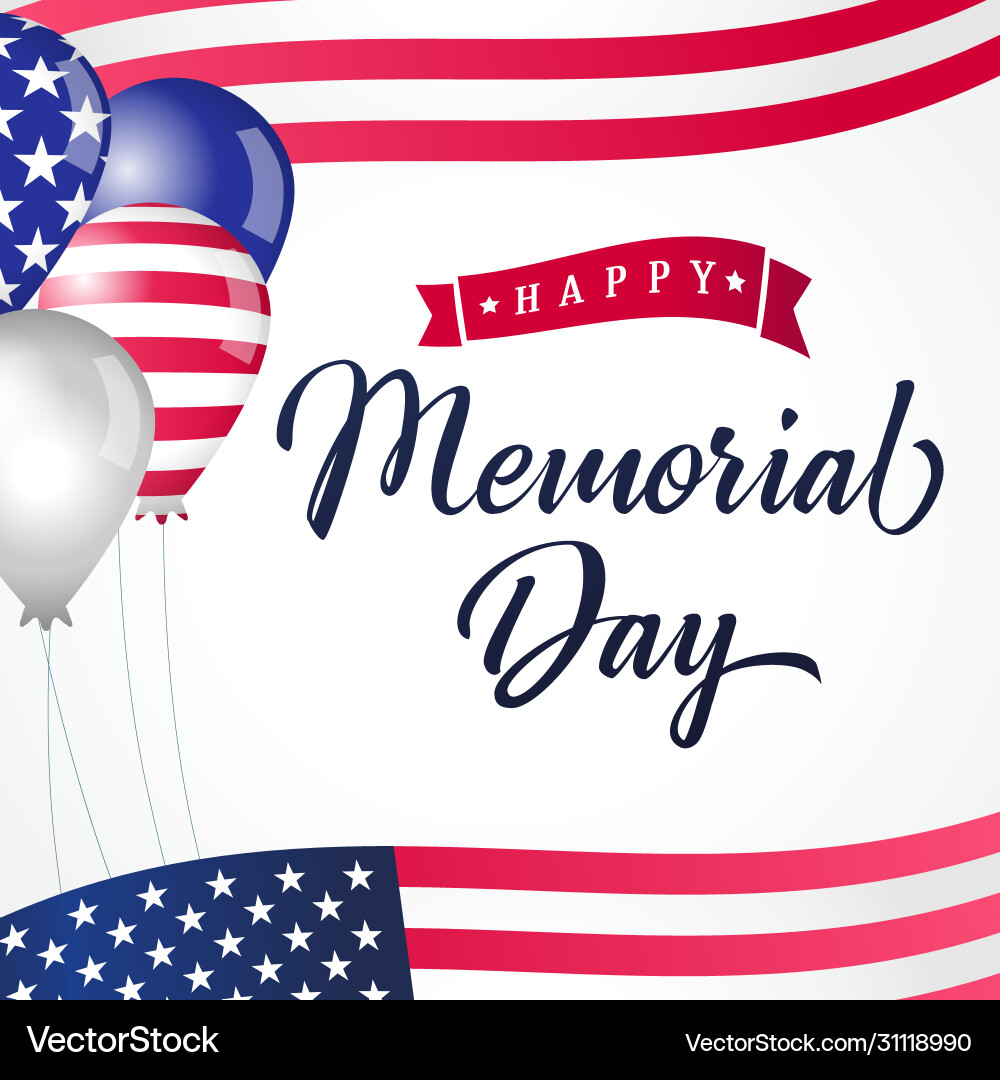 Memorial Day USA Balloons & Flags vector image