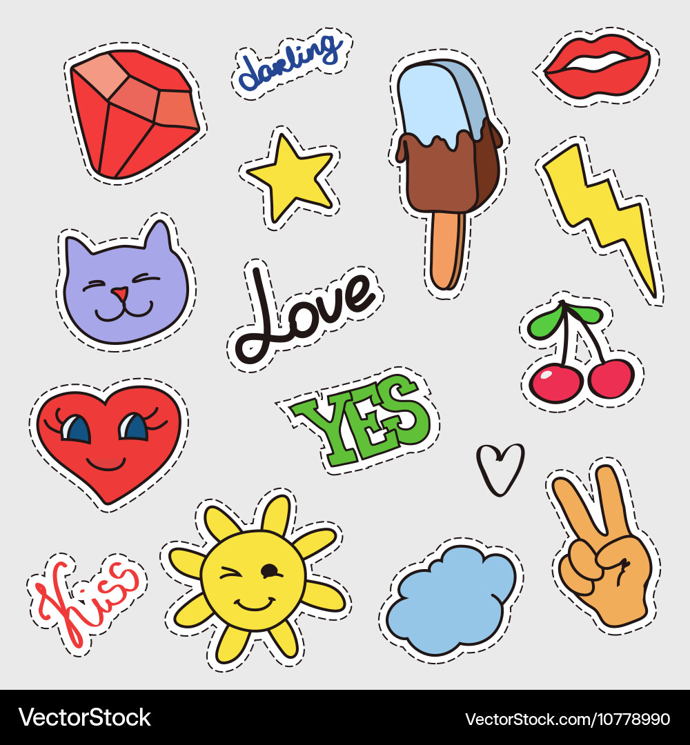 Patch badges set stickers pins patches vector image