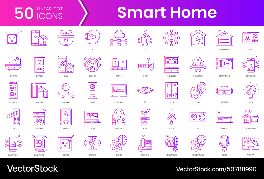 Set of smarthome icons gradient style icon bundle Set of smarthome icons gradient style icon bundle vector image
