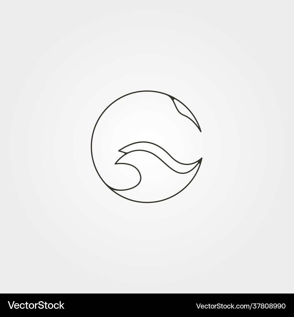 Stingray circle logo line art minimalist design Stingray circle logo line art minimalist design vector image