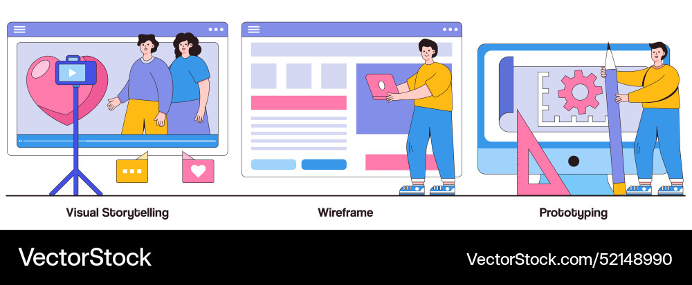 Visual storytelling wireframe and prototyping Visual storytelling wireframe and prototyping vector image