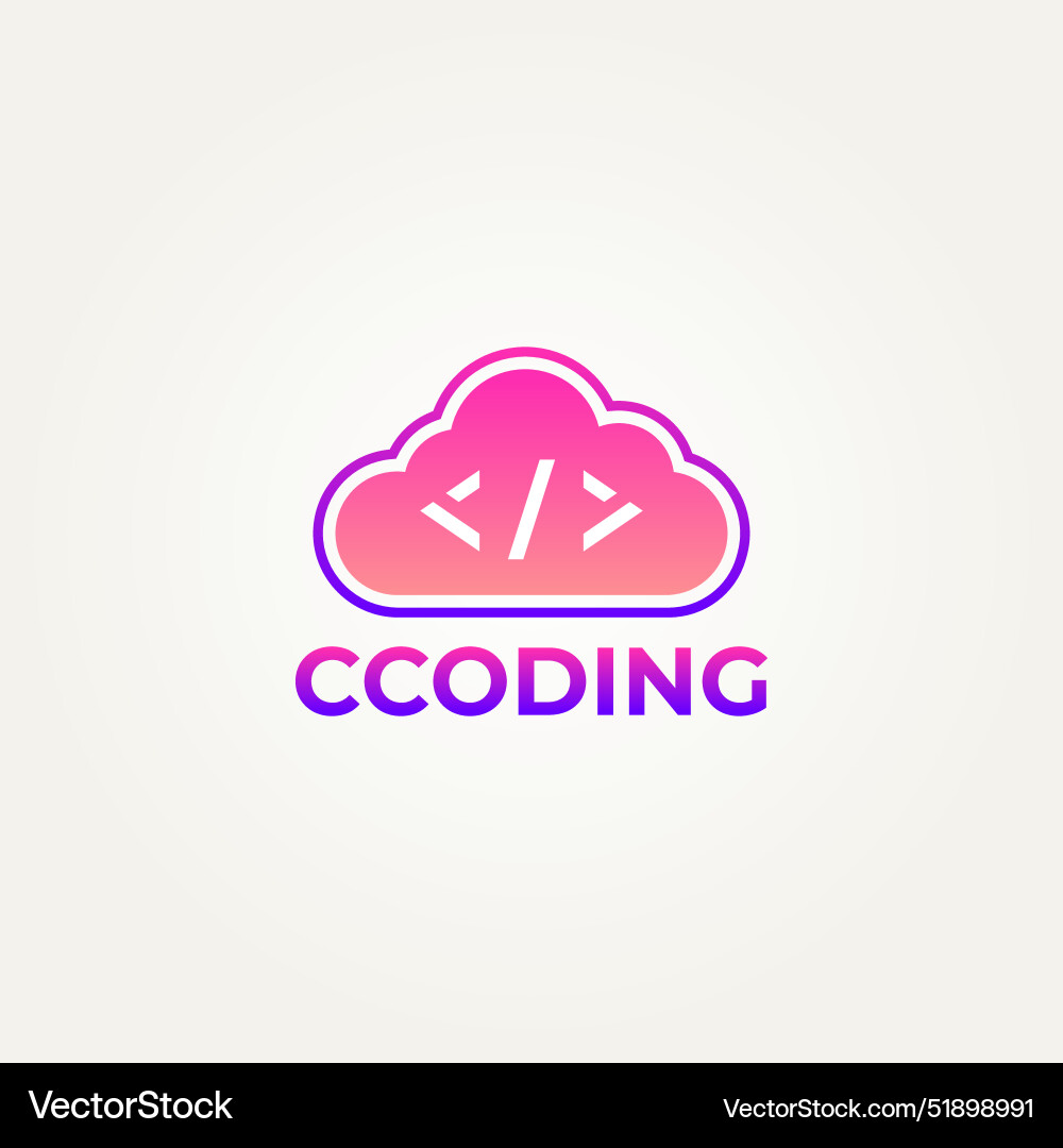 Cloud coding programmers technology icon logo Cloud coding programmers technology icon logo vector image