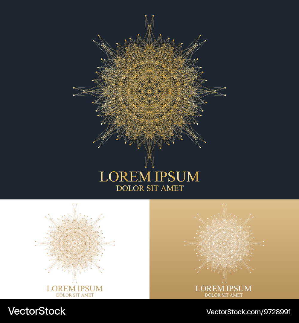 Geometric abstract round form with connected line vector image
