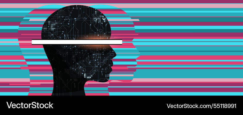 Human head artificial intelligence Royalty Free Vector Image