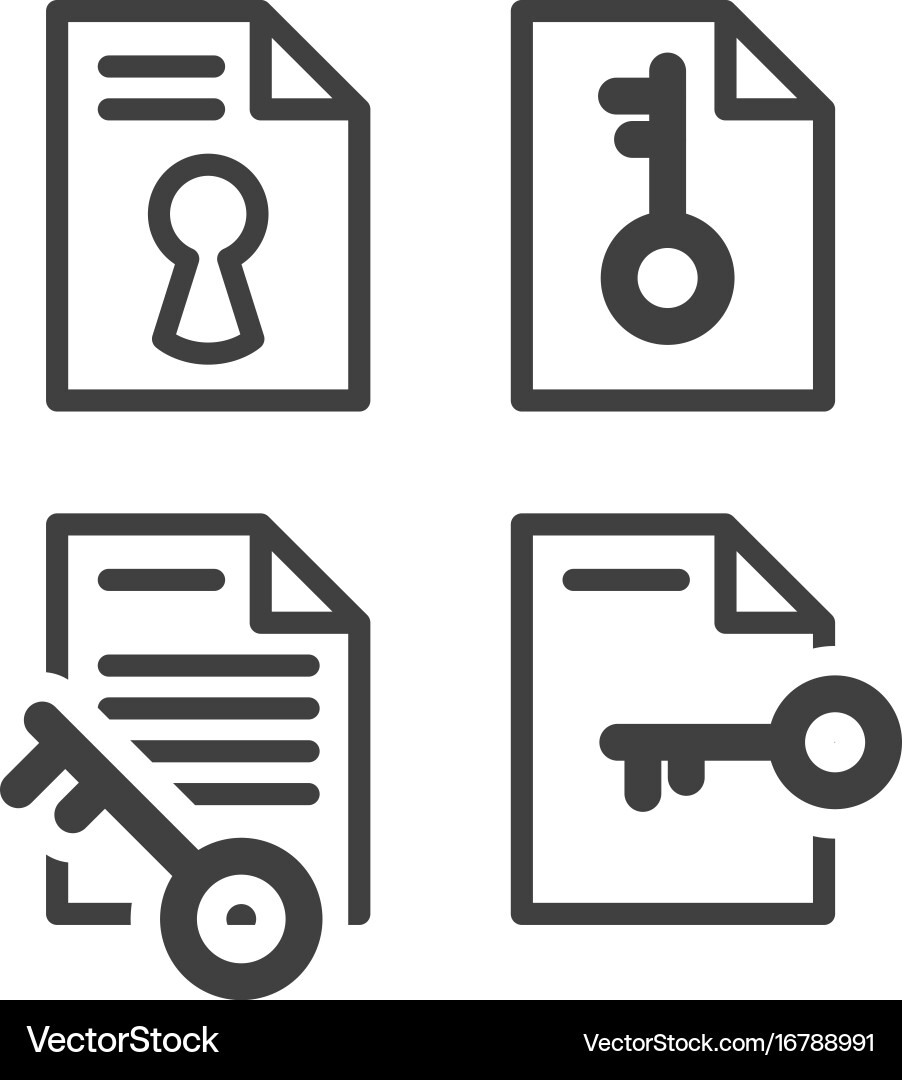 Locked file simple icon with key - secured vector image