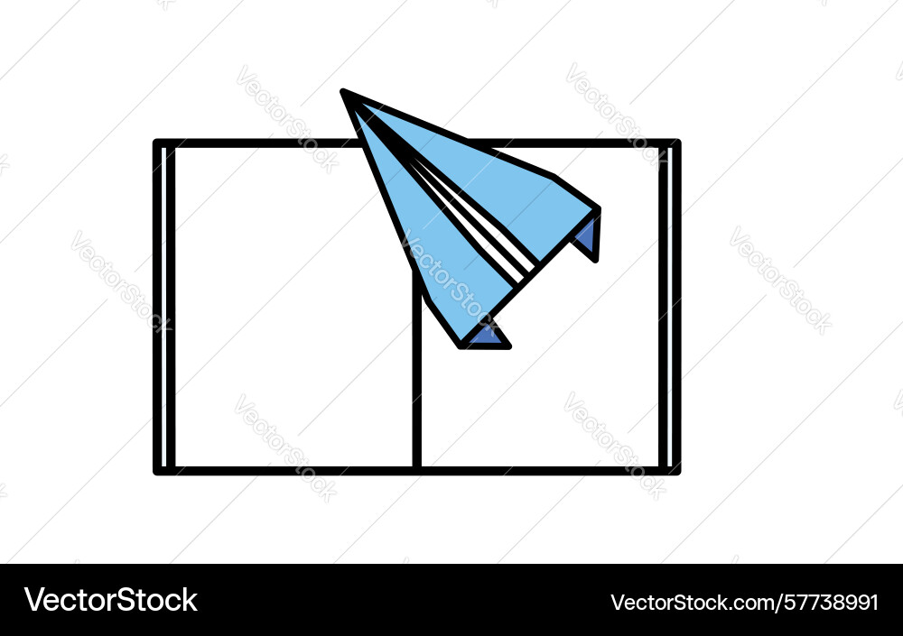 Simple line drawing icon of open notebook Vector Image