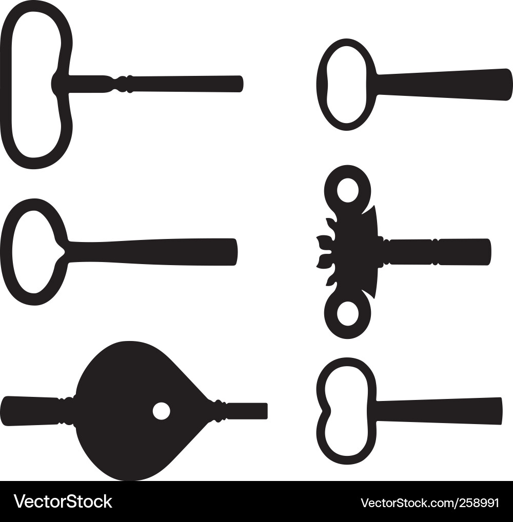 Six clock keys Vector Image