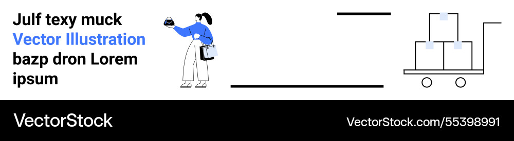 Worker moving packages with cart for efficient Worker moving packages with cart for efficient vector image