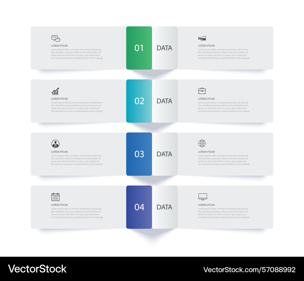 4 data infographics rectangle tab index template 4 data infographics rectangle tab index template vector image