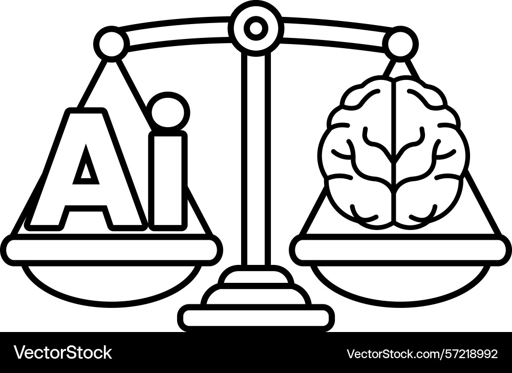 A scale with brain on one side and the letters A scale with brain on one side and the letters vector image