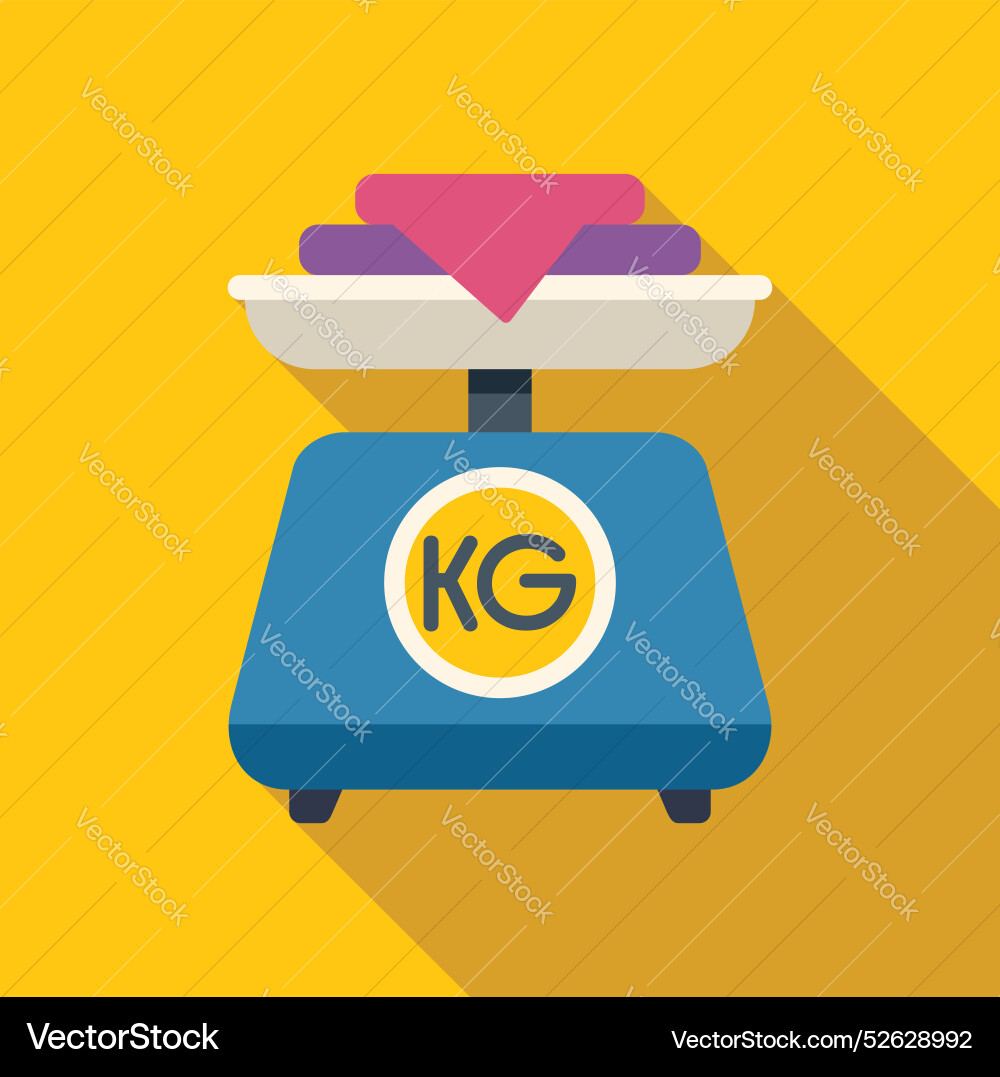 Balance scale weighing kilograms with yellow Balance scale weighing kilograms with yellow vector image