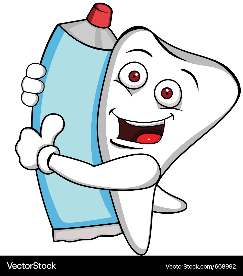 Cheerful Tooth Character with Toothpaste vector image
