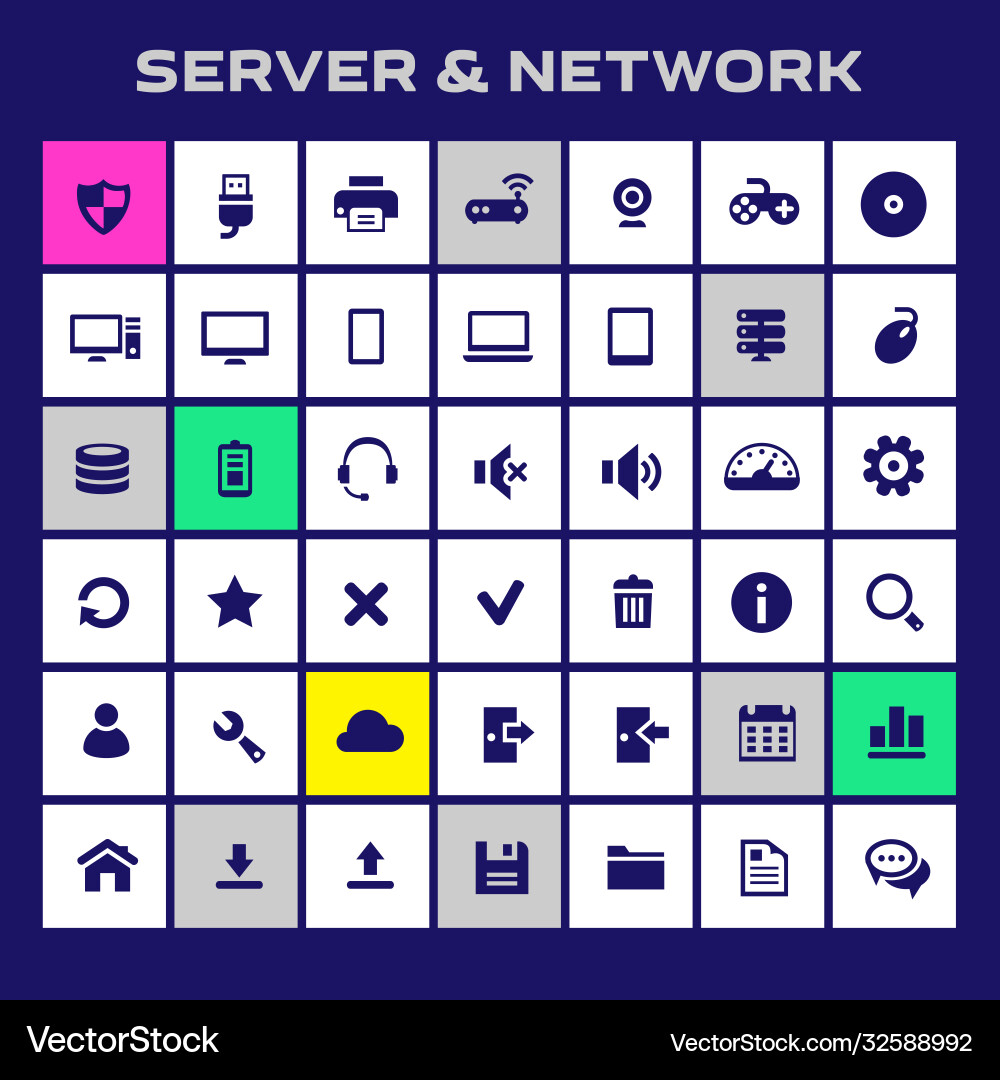 Computer and server networks icon set trendy flat Computer and server networks icon set trendy flat Vector Image