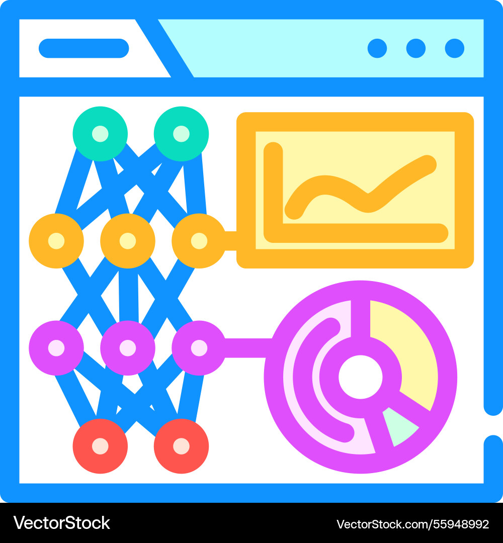 Data visualization chart deep learning color icon Data visualization chart deep learning color icon vector image