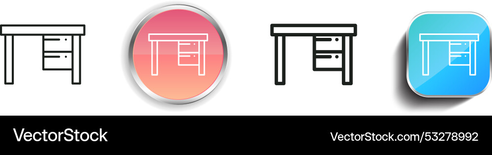 Desk icon thin linear regular and button style Desk icon thin linear regular and button style vector image