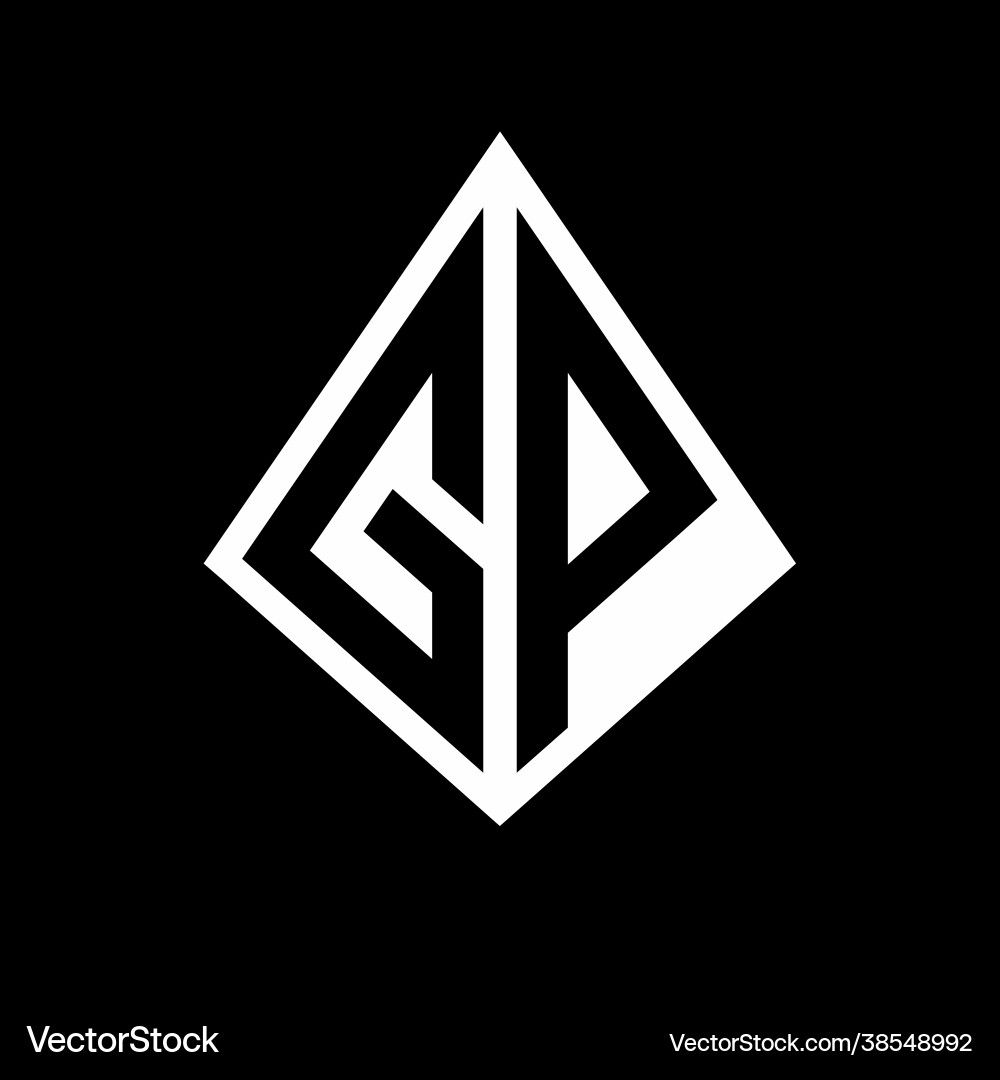 Gp logo letters monogram with prisma shape design Gp logo letters monogram with prisma shape design Vector Image