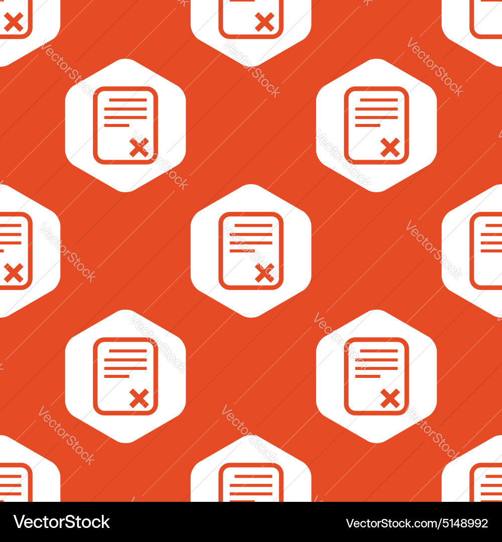 Orange hexagon declined document pattern vector image